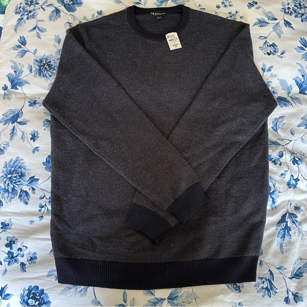 Men's Neiman Marcus Charcoal Textured Crewneck Sweater - Size XL